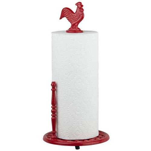 Home Basics Cast Iron Rooster Paper Towel Holder Red HDS Trading Corp PH44171 